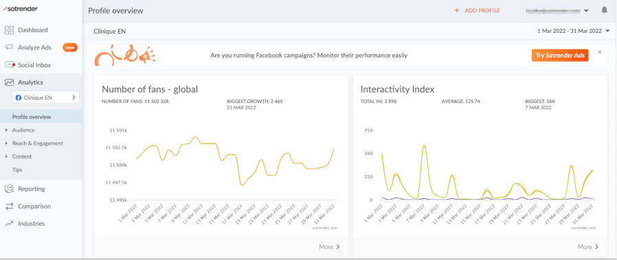 Sotrender - social media analytics tool