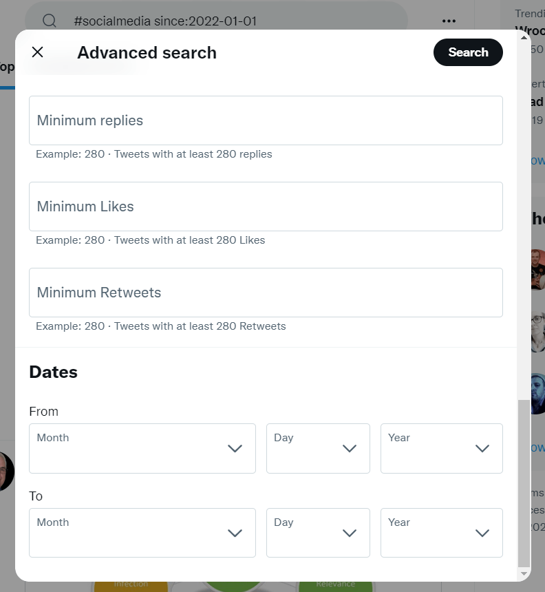 Advanced search on Twitter