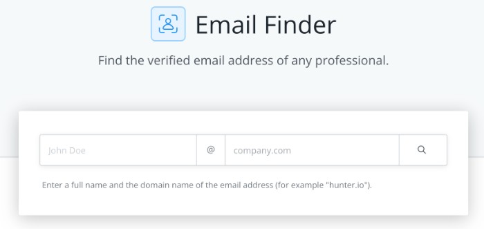 Buscador de correo electrónico de Hunter