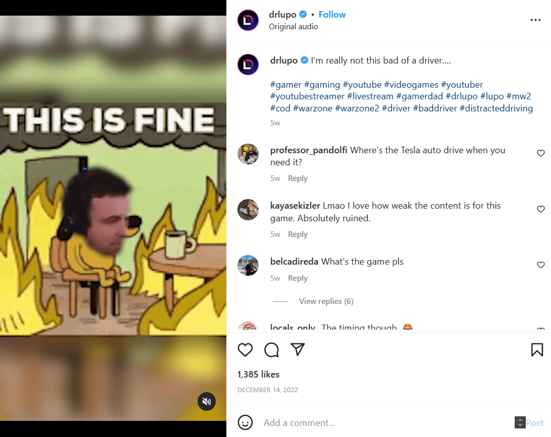 Gamer Dr. Lupo on Instagram