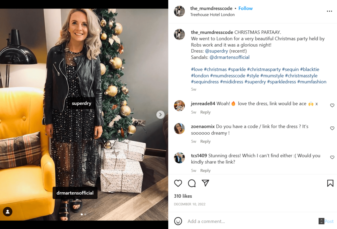 Joanna, fashion influencer on Instagram targeting mums