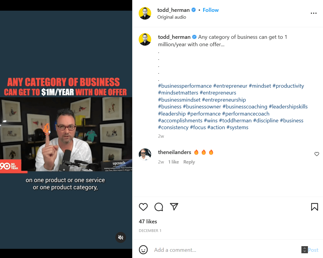 Business influencer on Instagram Todd Herman