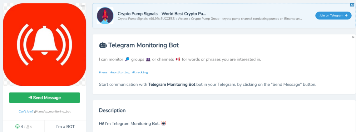Telegram Monitoring Bot - Telegram inner solution for channel analysis