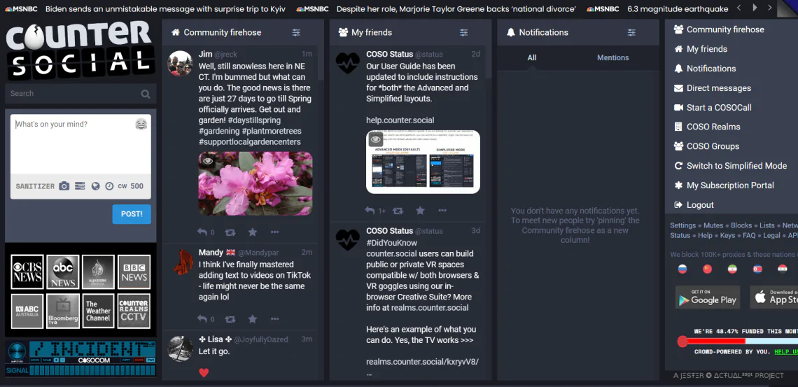 Counter Social innovative dashboard