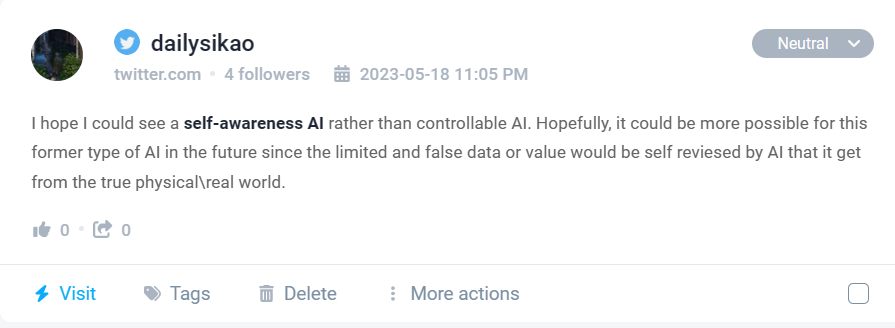 Self-awareness AI mention detected by Brand24