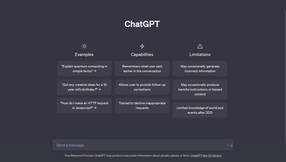 Cuadro de mandos de ChatGPT