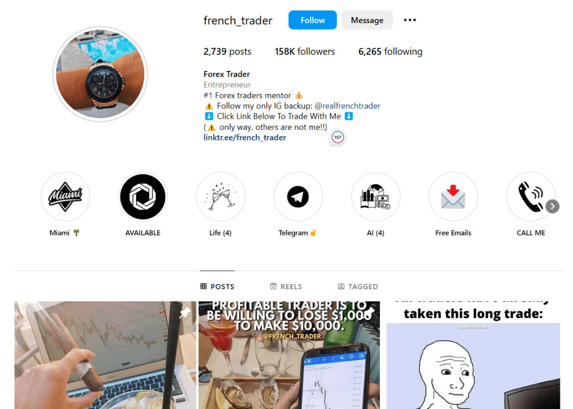 A well-personalized Instagram profile