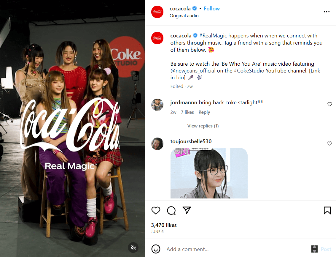 Coca-cola's branded hashtags: #RealMagic & #CokeStudio