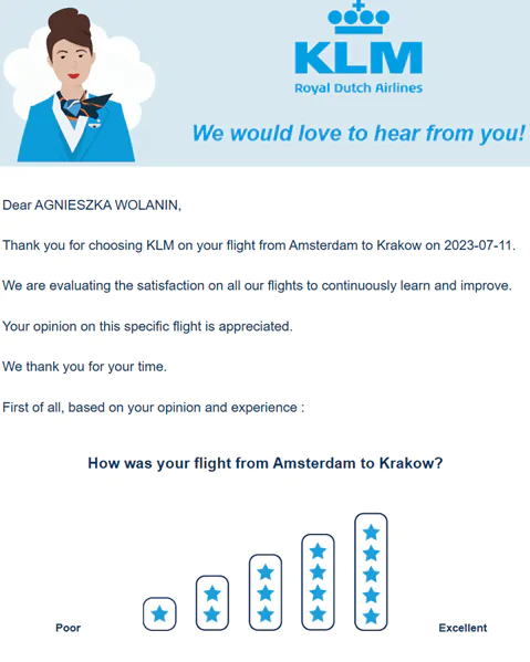 Encuesta de satisfacción de clientes de KLM