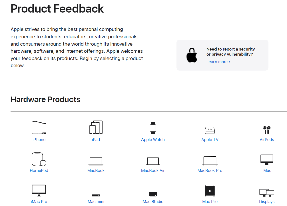 Apple: Product Feedback