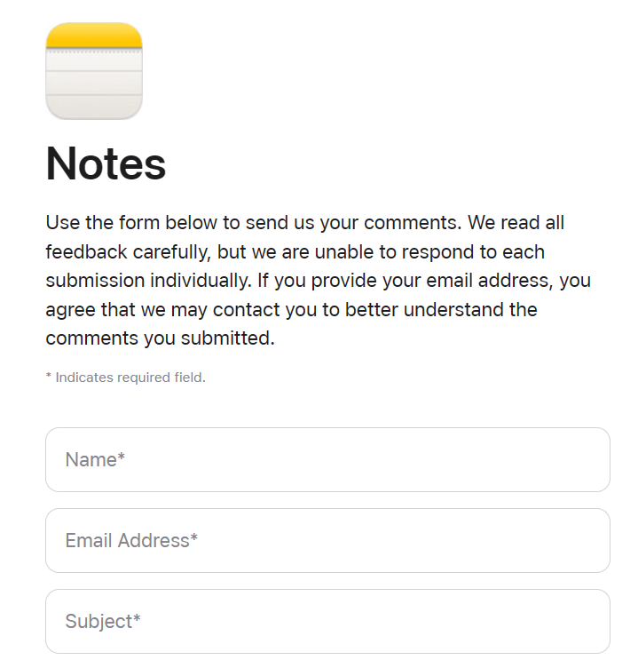 Apple: Notes feature feedback
