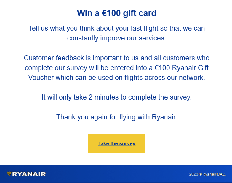 Ryanair: Smart way of collecting feedback