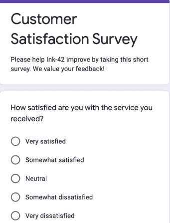 Google Forms: exemplary survey