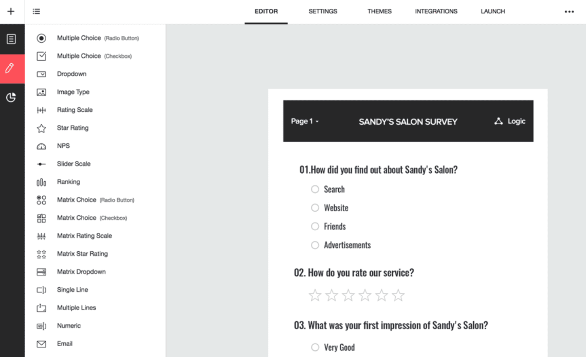 Zoho Survey: dashboard