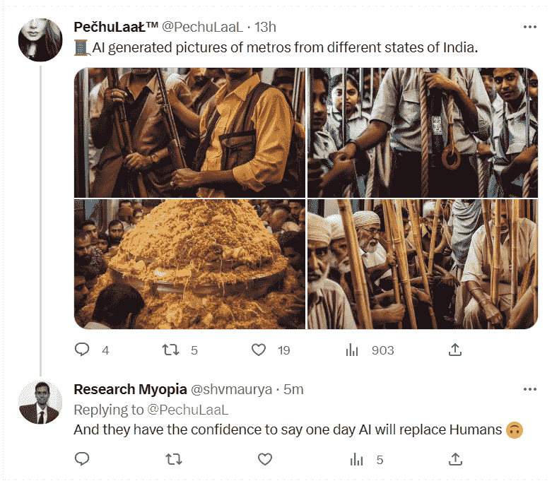 Twitter post about the use of AI for image creation