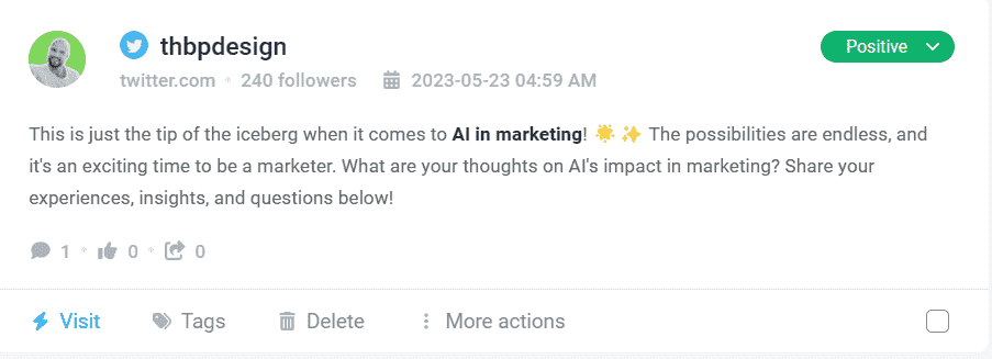 AI in marketing mention from Twitter detected by Brand24