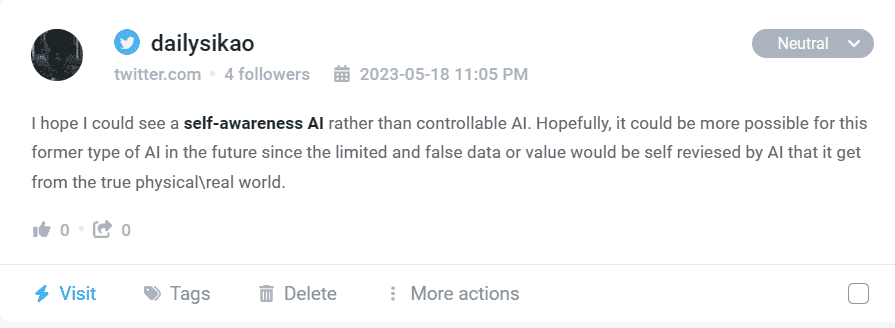 Self-awareness AI mention detected by Brand24
