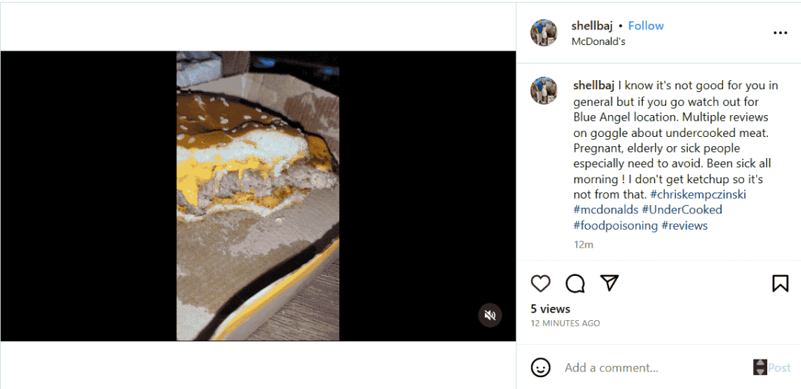 McDonald's negative mention on Instagram detected by Brand24