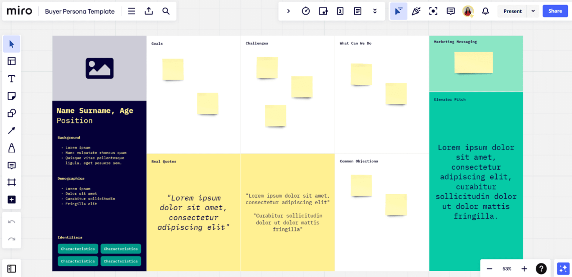 Miro: buyer persona template