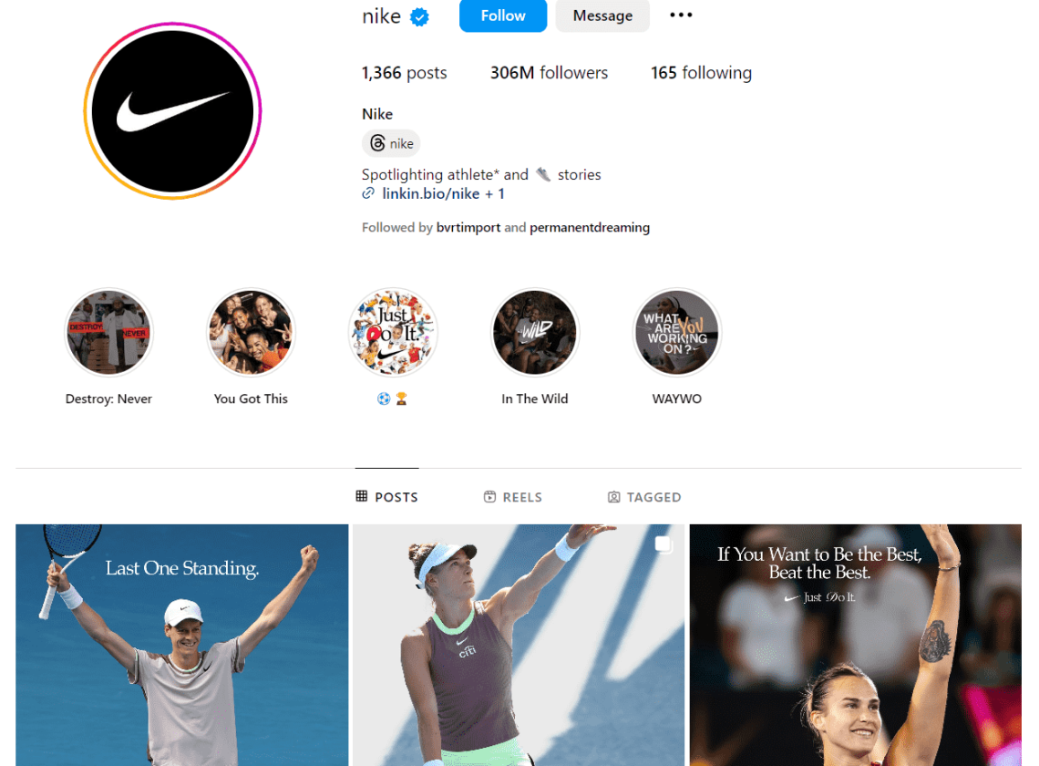 Nike building its visual identity on Instagram