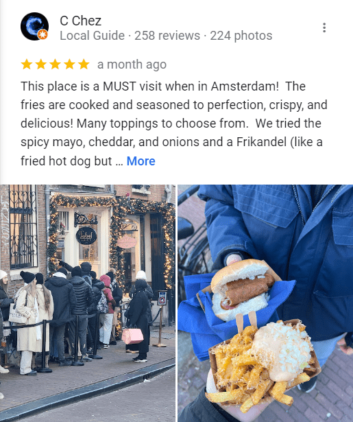 A positive review from Google reviews