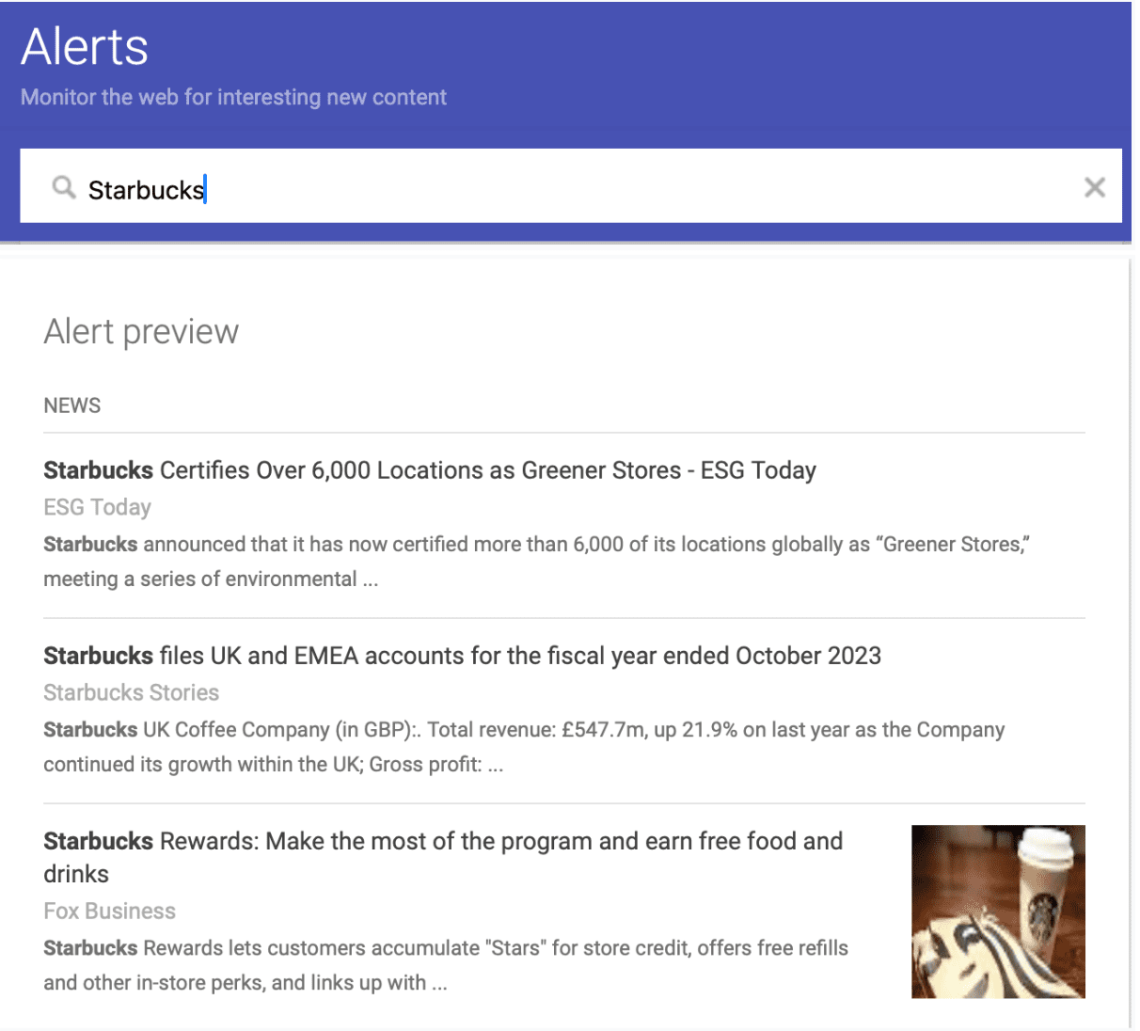 How to set up Google Alerts: create alert example