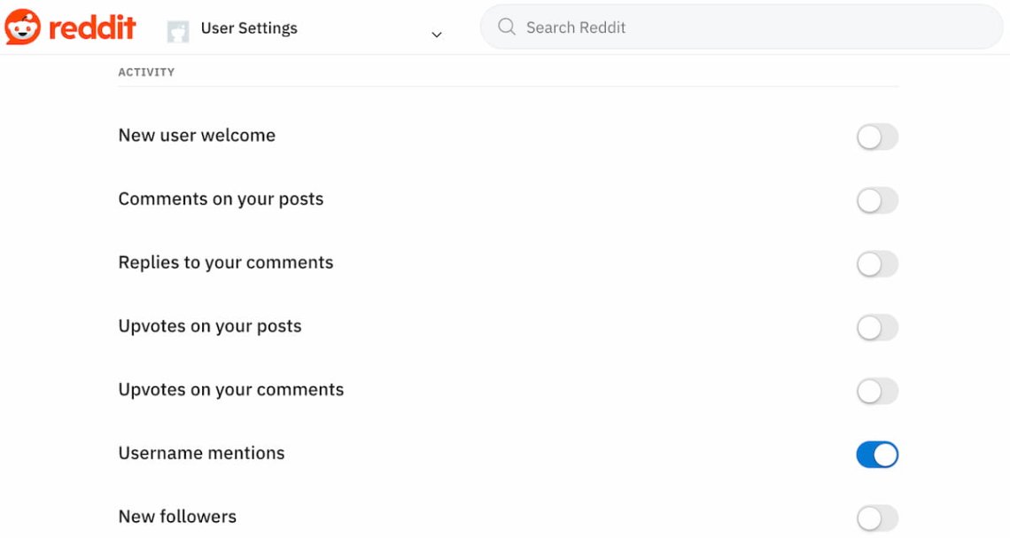 reddit mentions notifications settings