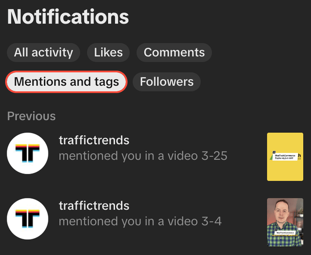 A cool feature that enables you to filter your notifications so you can see just the ones about being tagged.