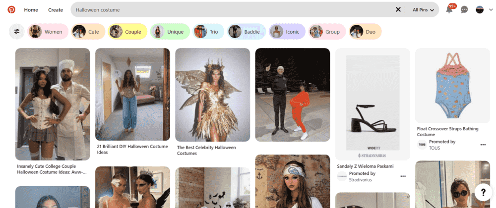 Results for Pinterest search query "Halloween costume" on Pinterest