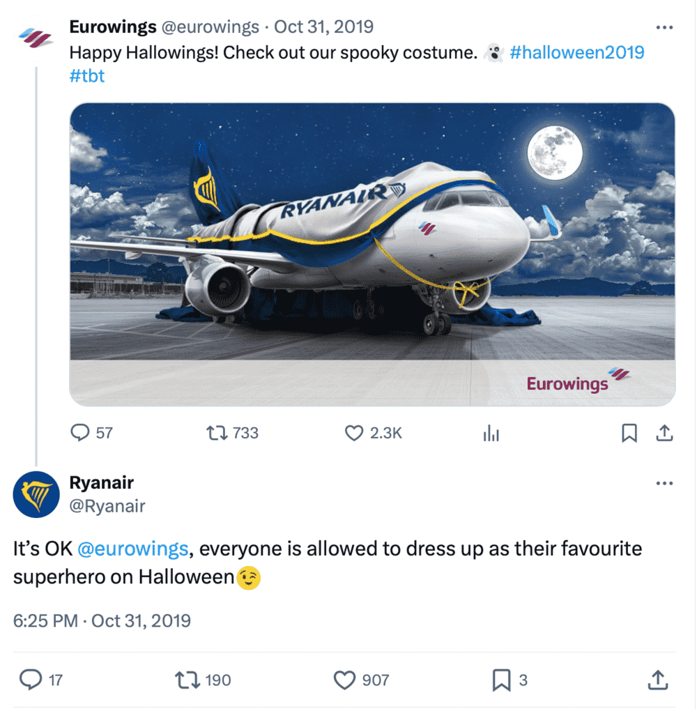 Eurosong and Ryanair on Twitter