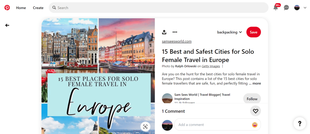 Pin on Pinterest about solo female travel in Europe