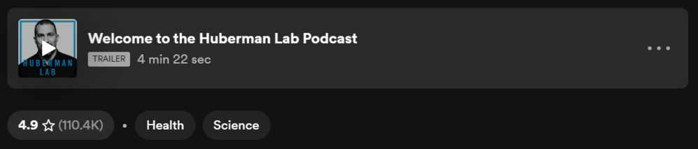 Clasificación del podcast del Laboratorio Huberman en Spotify