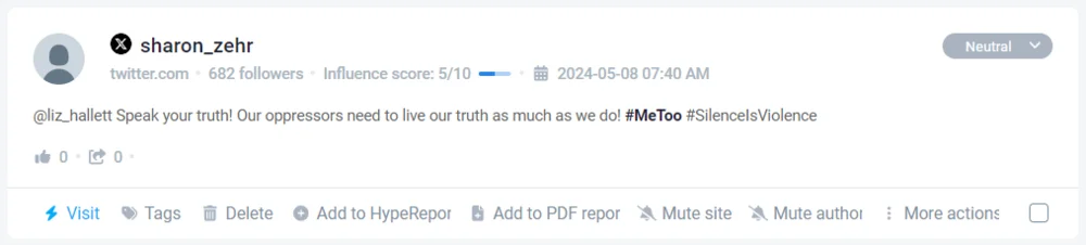 Mention with #MeToo on X (Twitter) detected by Brand24 (the best AI media monitoring tool)