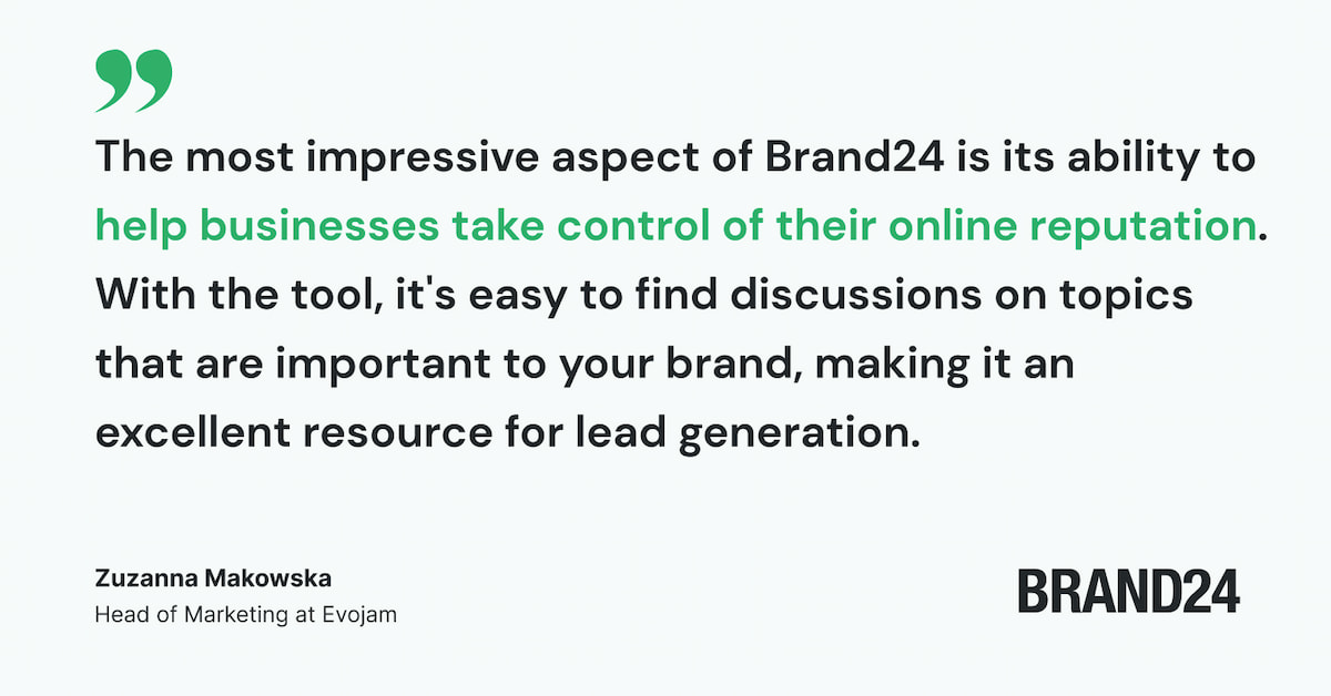 quote on brand24 as a great reputation management software