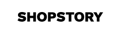 logo of shopstory, black letters on white background